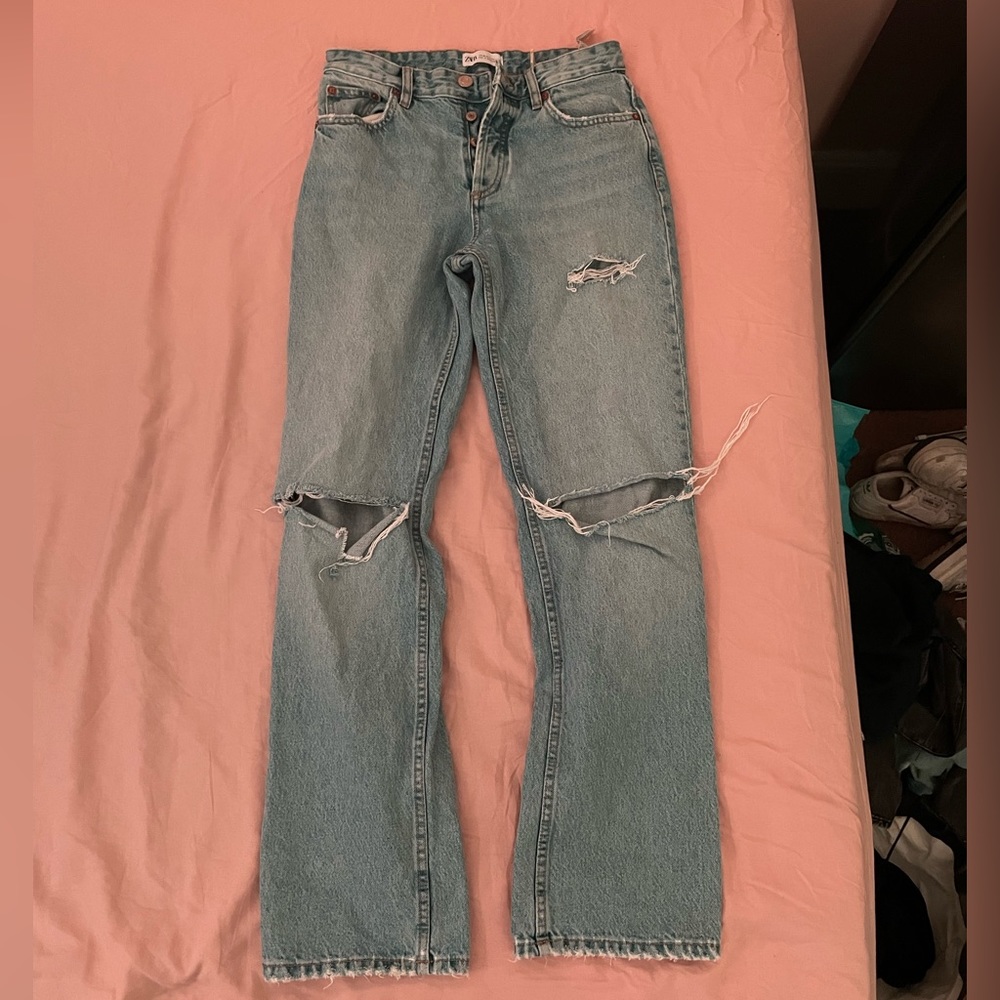 zara ripped baggy jeans
